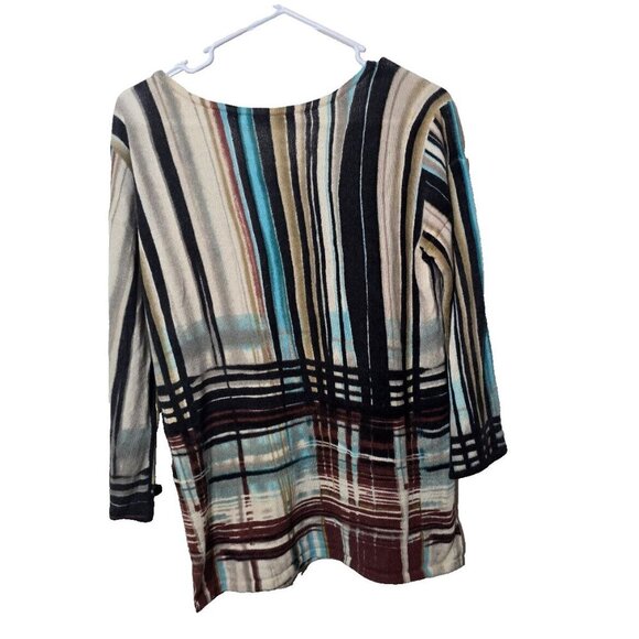 Neiman Marcus Cashmere Sweater Sz M Retro Striped 70s Style Stretch Quiet Luxury - Picture 2 of 10